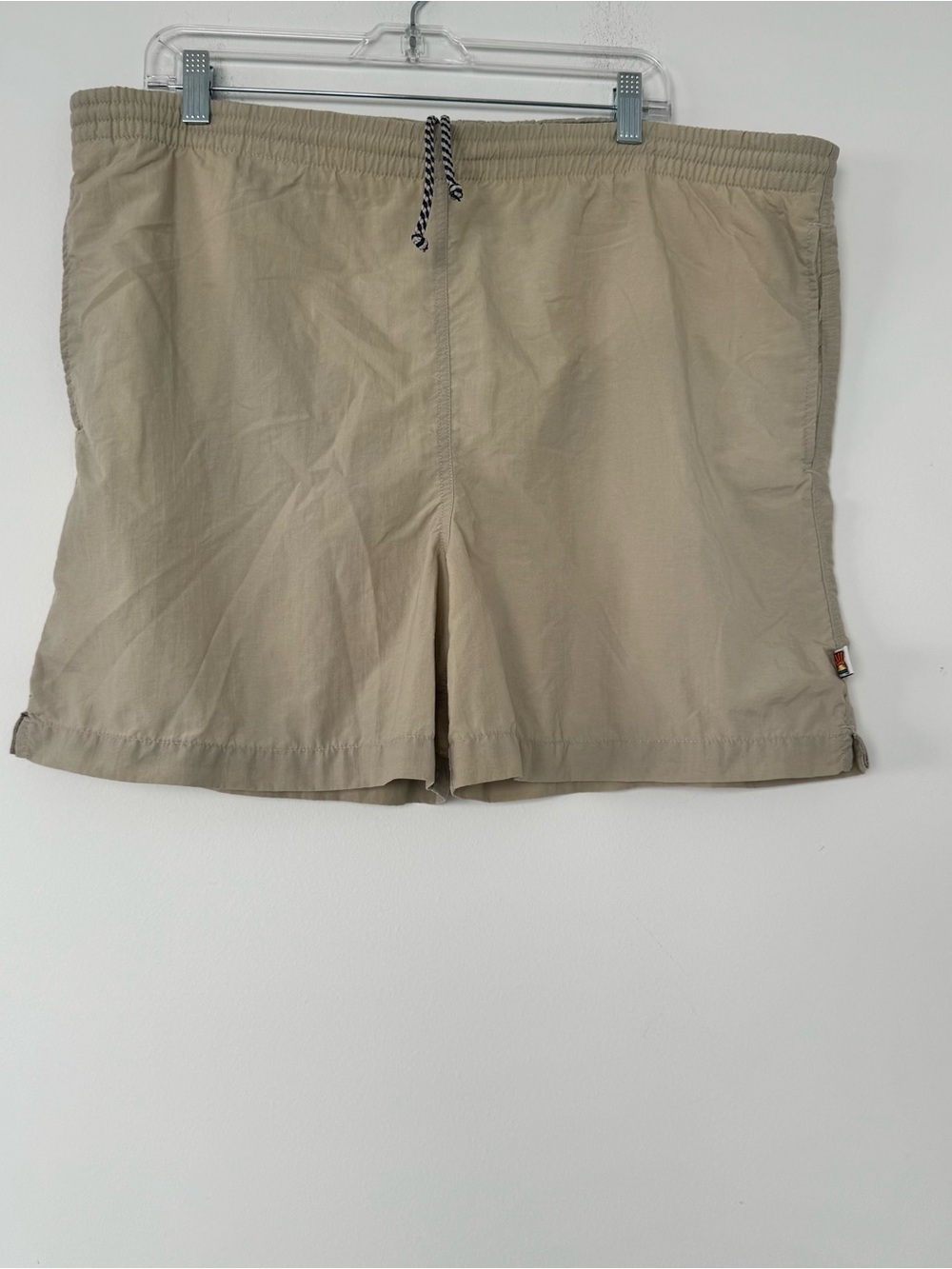 Vintage Freshwater Nylon Swim Trunks Mens L Tan Khaki Board Shorts Mesh Lining